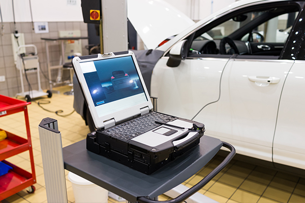 An image of a car being tested with some equipment