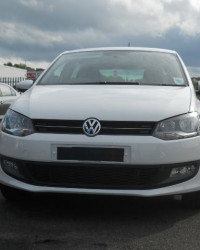 Repaired bumper of a white Volkswagen car