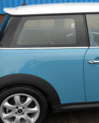Blue mini cooper close up